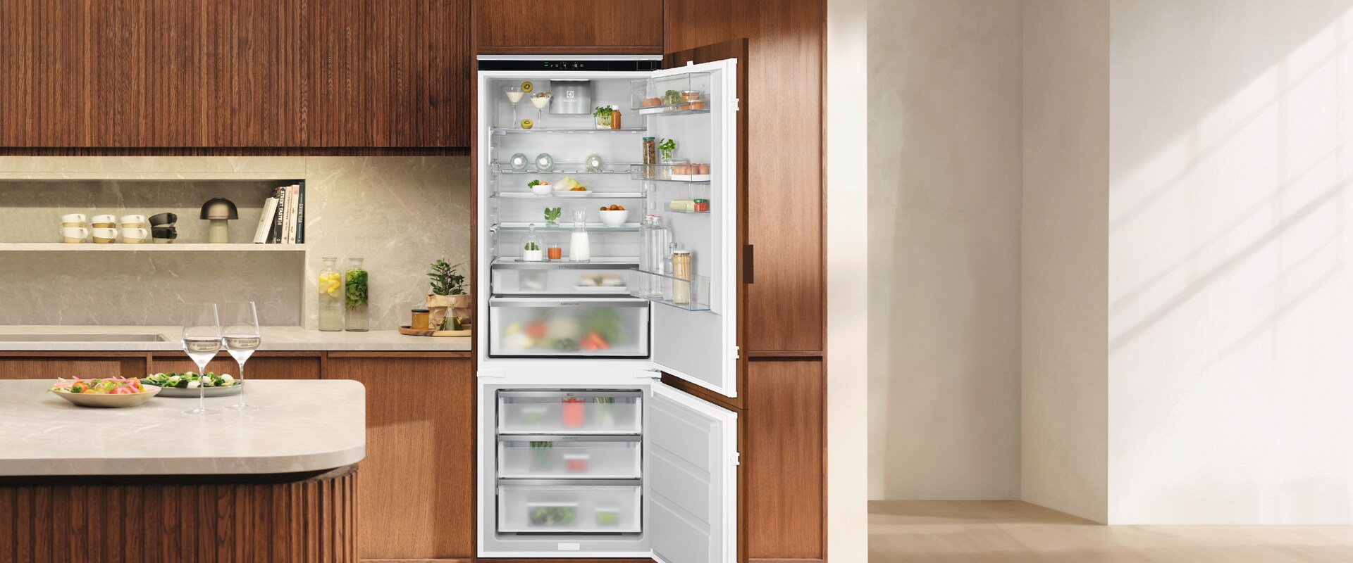 Fridge freezer in kitchen